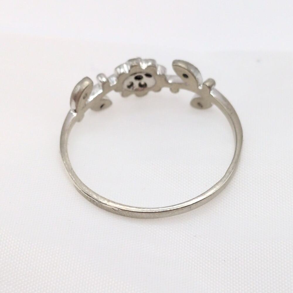 Sterling Silver 925 Crystal CZ Flower Ring Thin Band Size 11.25 2.07g - Picture 5 of 7